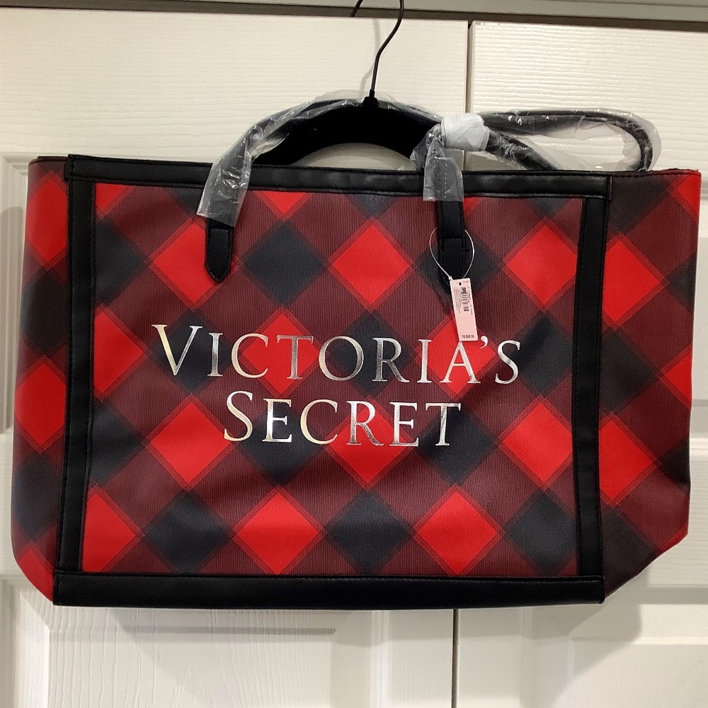 Victoria’s Secret Plaid Holiday Shopping Tote- NWT